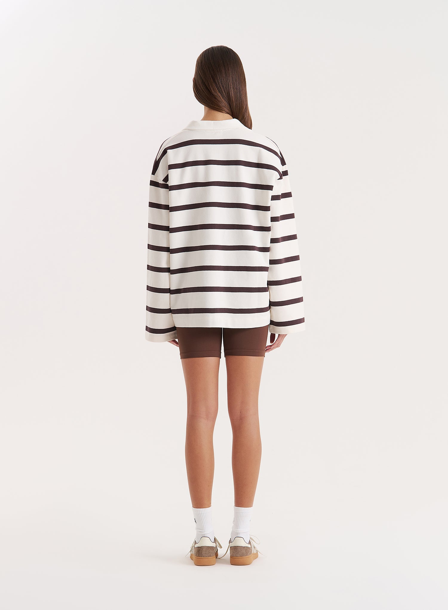Cream Stripe Oversized Rugby Top